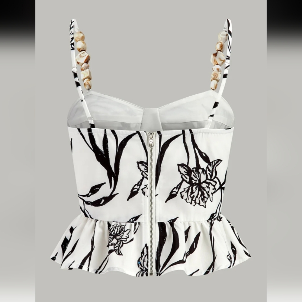 Commense Floral Print Peplum Top With Shorts Set NWT Sz L - Picture 4 of 16